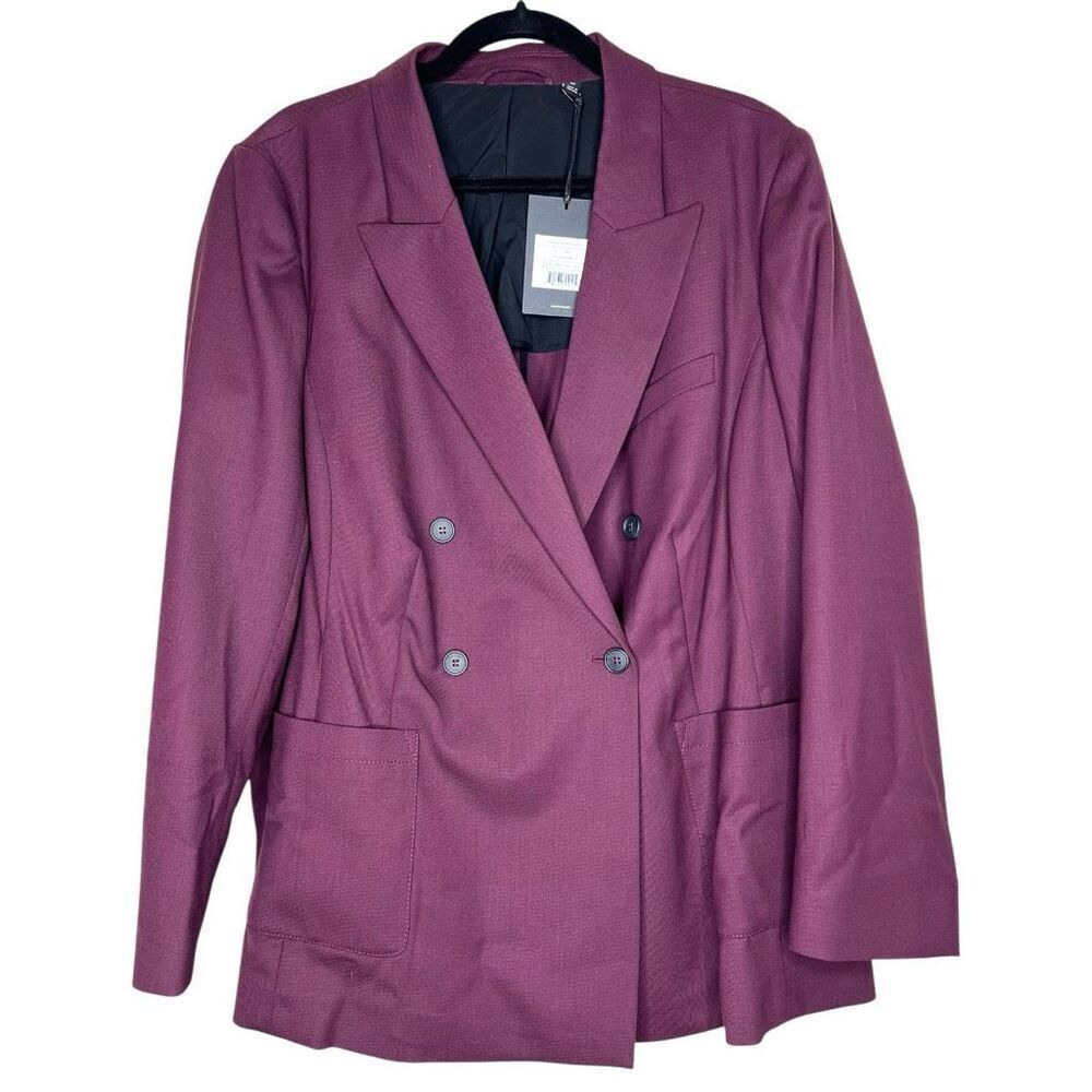 NEW Away The Roundtrip Blazer Women's 2X Wine‎ Wool Blend Double Breasted Jacket